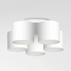 Deckenleuchte Weiß Stoff Metall E27 Ø58 cm blendarm