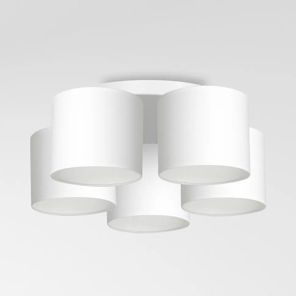 Deckenleuchte Weiß Stoff Metall E27 Ø58 cm blendarm