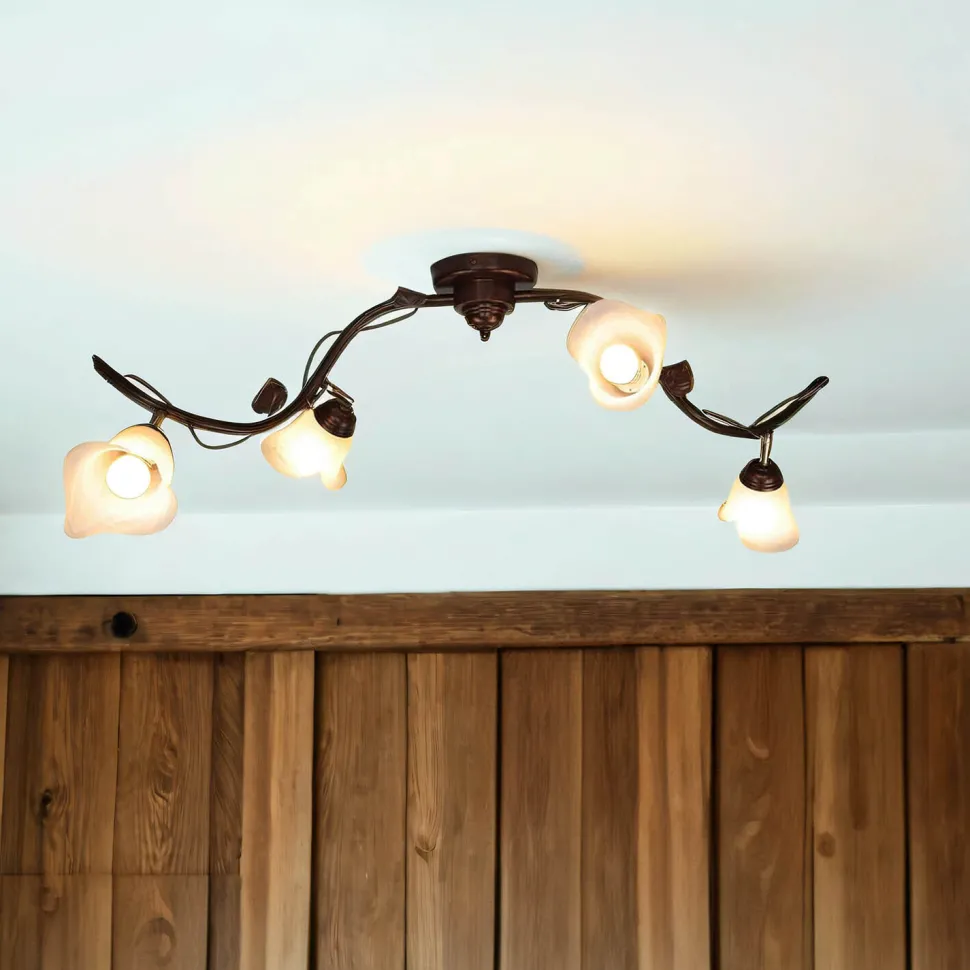 Deckenleuchte Wohnzimmer Shabby Braun Floral