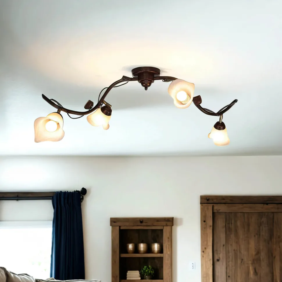 Deckenleuchte Wohnzimmer Shabby Braun Floral