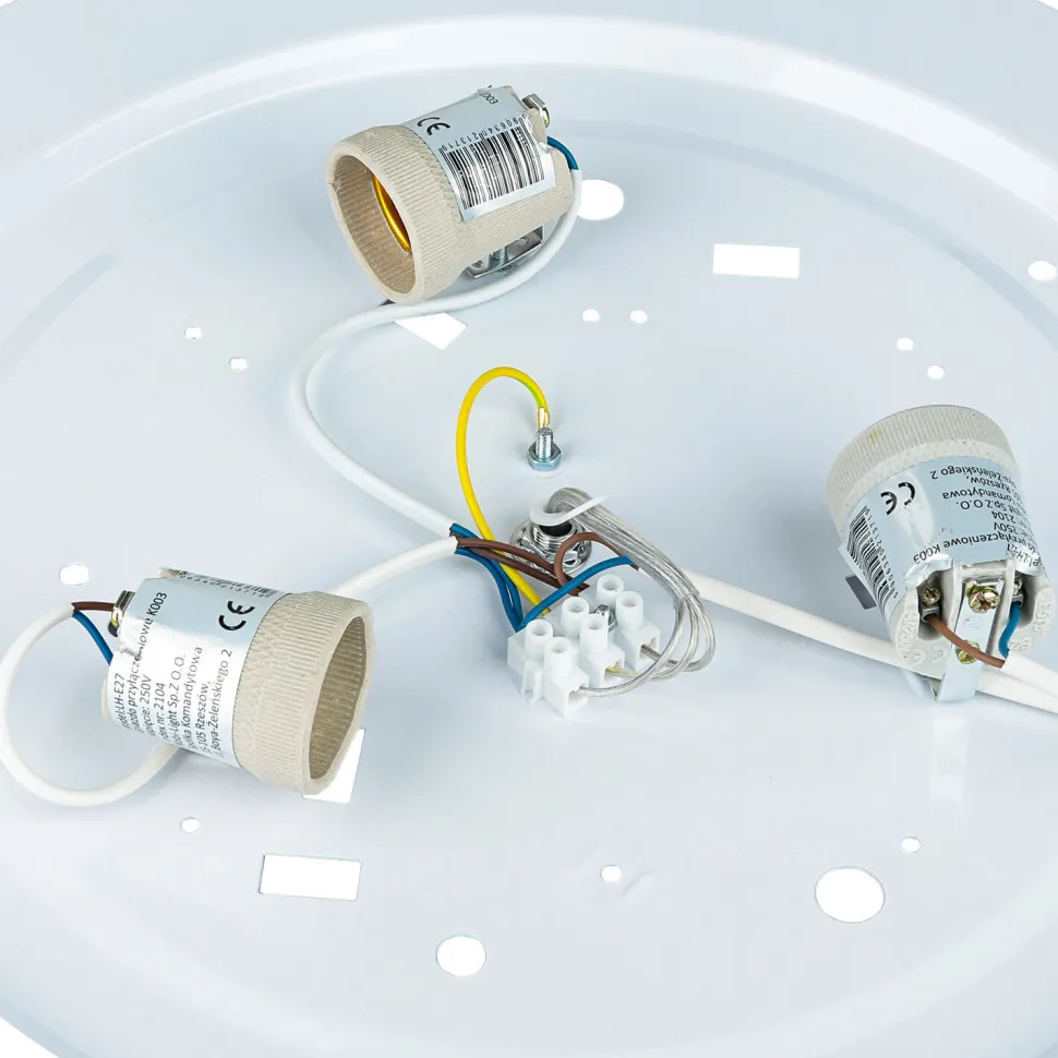 Deckenleuchte Wohnzimmer Rund Braun Holz 3-flmg