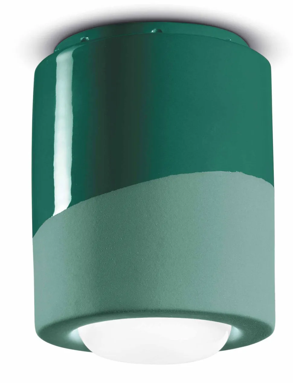 Deckenspot Aufputz Keramik E27 rund Ø 12,5 cm Grün