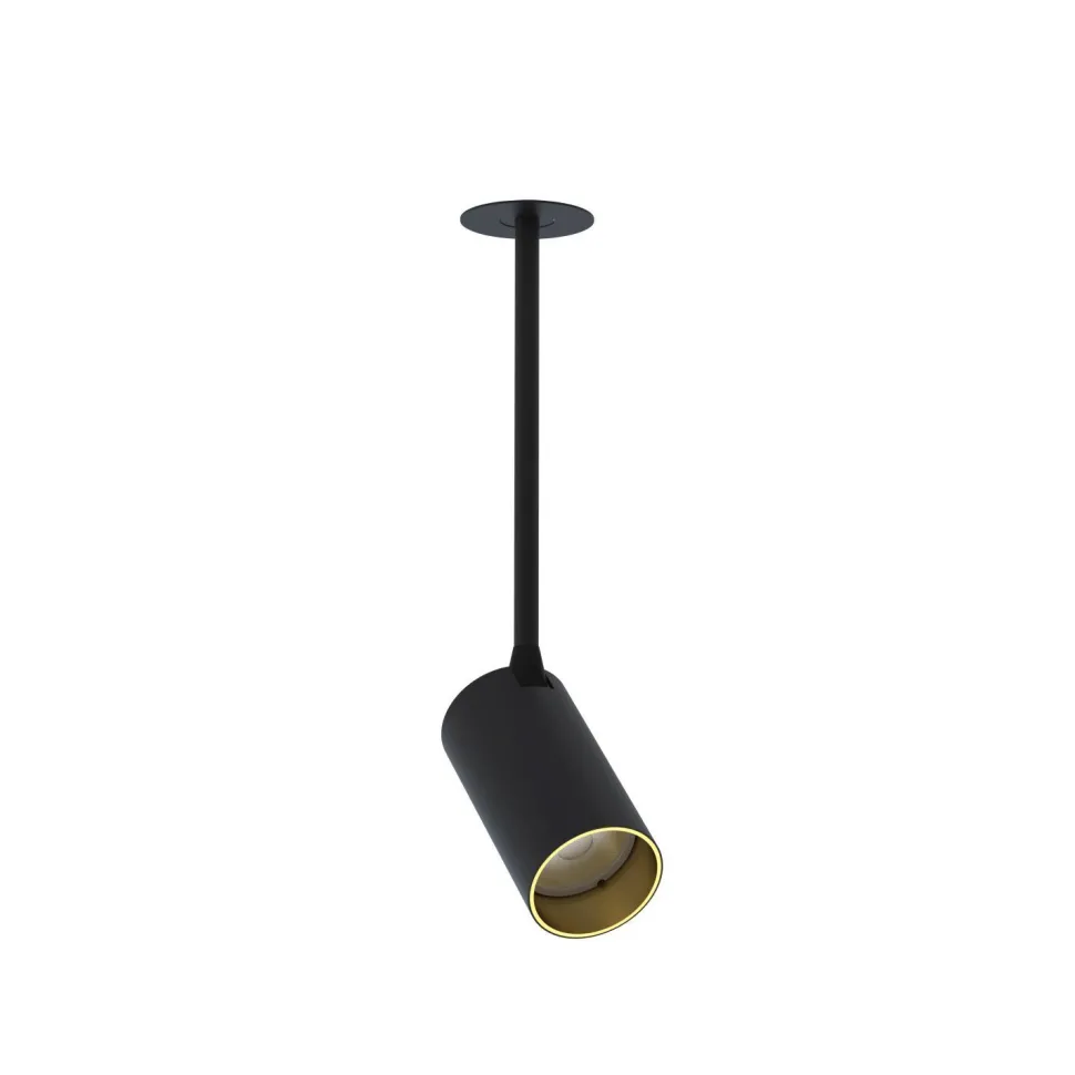Deckenspot Einbau GU10 in Schwarz Gold verstellbar H: 23-39 cm