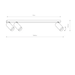 Deckenspot 3-flammig Schwarz GU10 Metall verstellbar