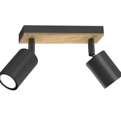 Deckenspot flexibel Holz Metall Schwarz L:20 cm GU10