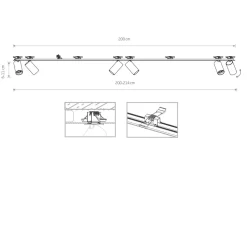 Deckenspot groß 2x 2 m 6-flammig GU10 Weiß Unterputz