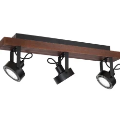Deckenspot Holz Metall Schwarz L:75 cm GU10 verstellbar