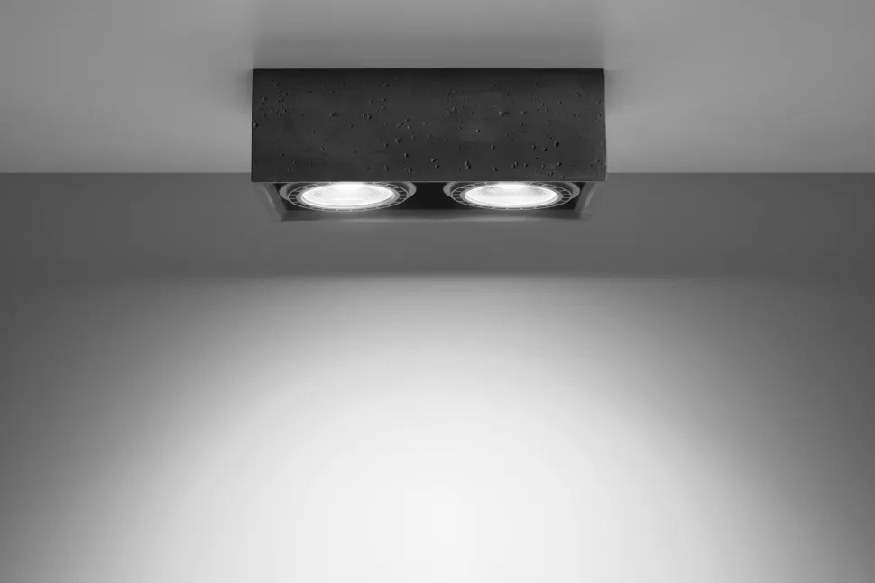 Deckenspot innen Beton 27 cm lang eckig 2-flammig GU10