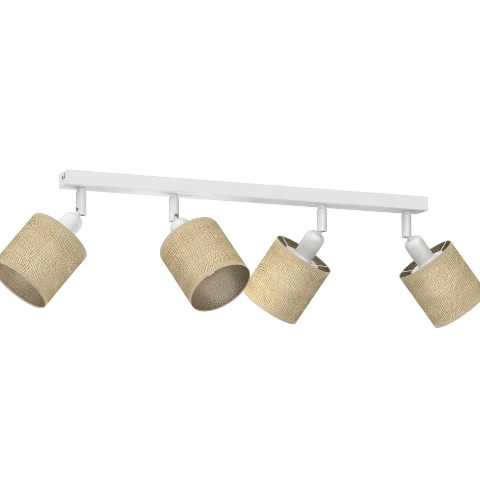 Deckenspot Jute Metall Weiß E27 65 cm verstellbar