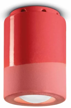 Deckenspot Keramik rund D: 8,5 cm Aufputz Koralle E14