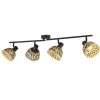 Deckenspot Schwarz Natur B: 94 cm 4x E14 Holz Metall