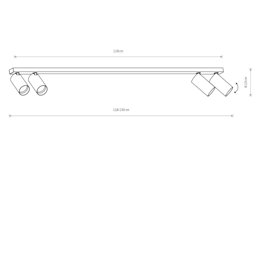 Deckenspot Weiß 4-flammig GU10 verstellbar 118 cm lang