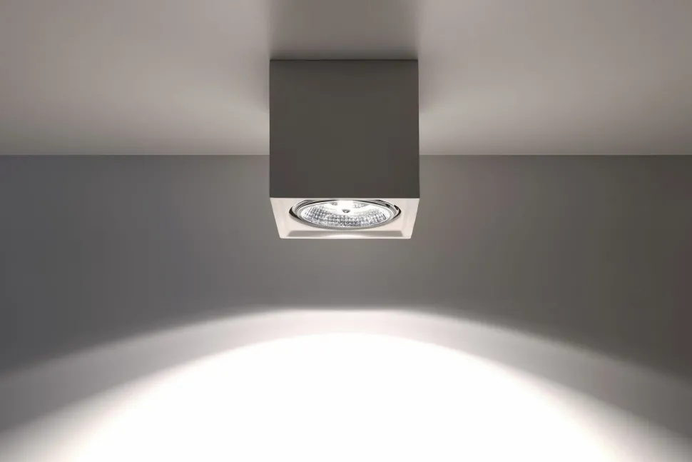 Deckenspot Weiß Keramik H: 14 cm klein bemalbar Würfel