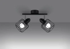 Deckenstrahöer Schwarz schwenkbar 2-flammig E14 Retro