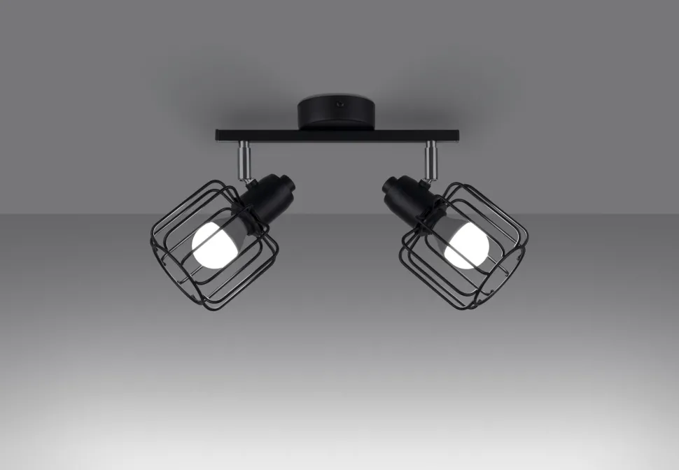 Deckenstrahöer Schwarz schwenkbar 2-flammig E14 Retro