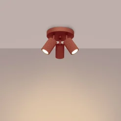 Deckenstrahler 3-flammig Ø 19,5 cm klein schwenkbar Rot GU10