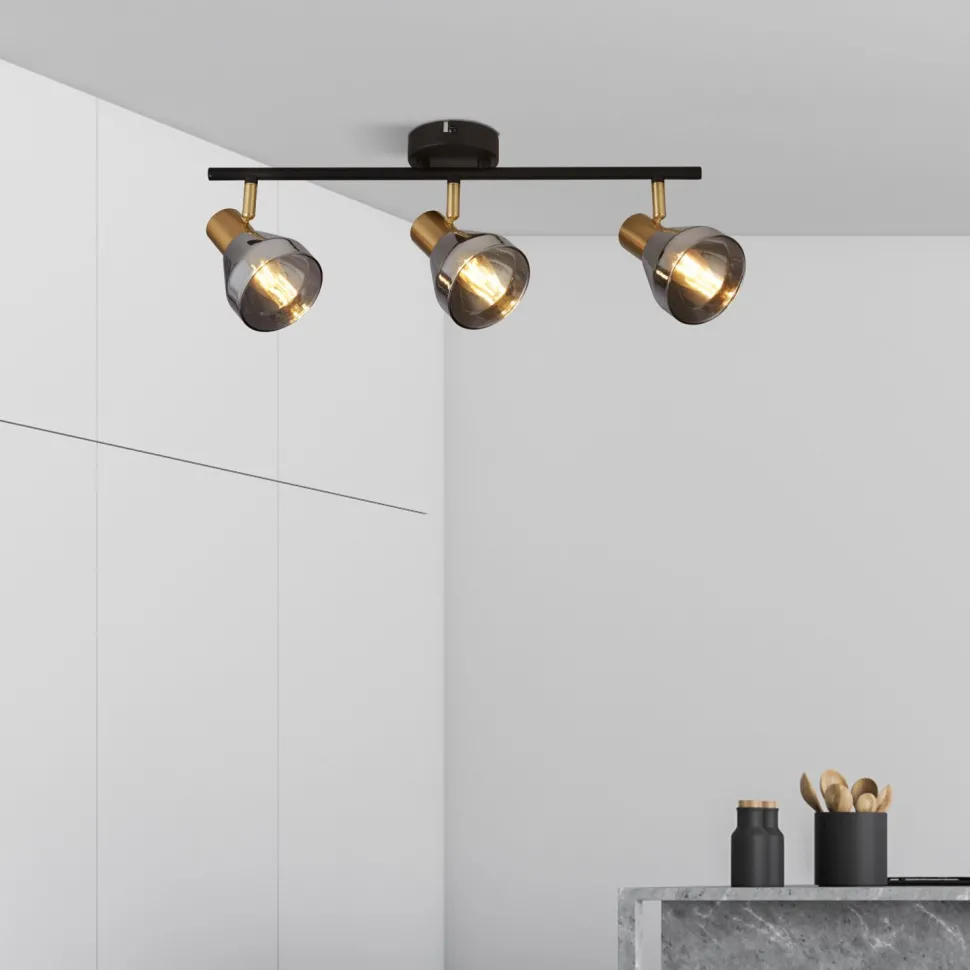 Deckenstrahler 3-flammig B: 59 cm E14 Glas Metall verstellbar