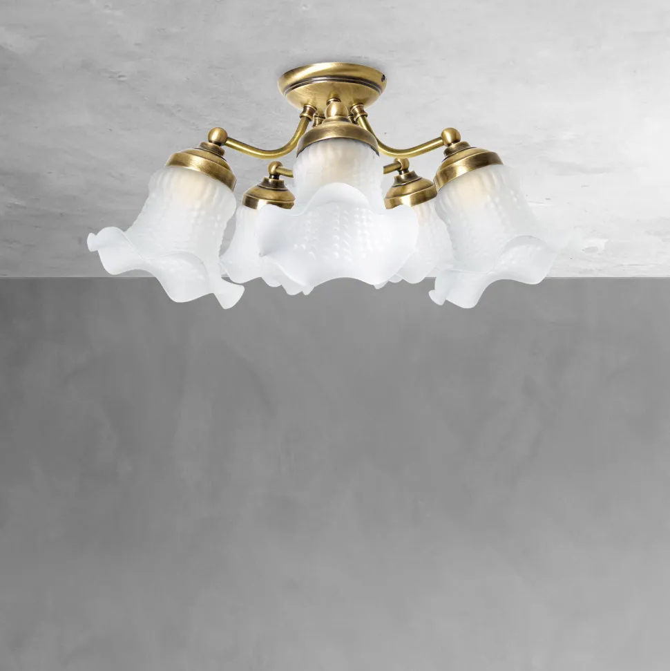 Deckenstrahler 5-flammig E14 in Bronze hell glänzend Weiß