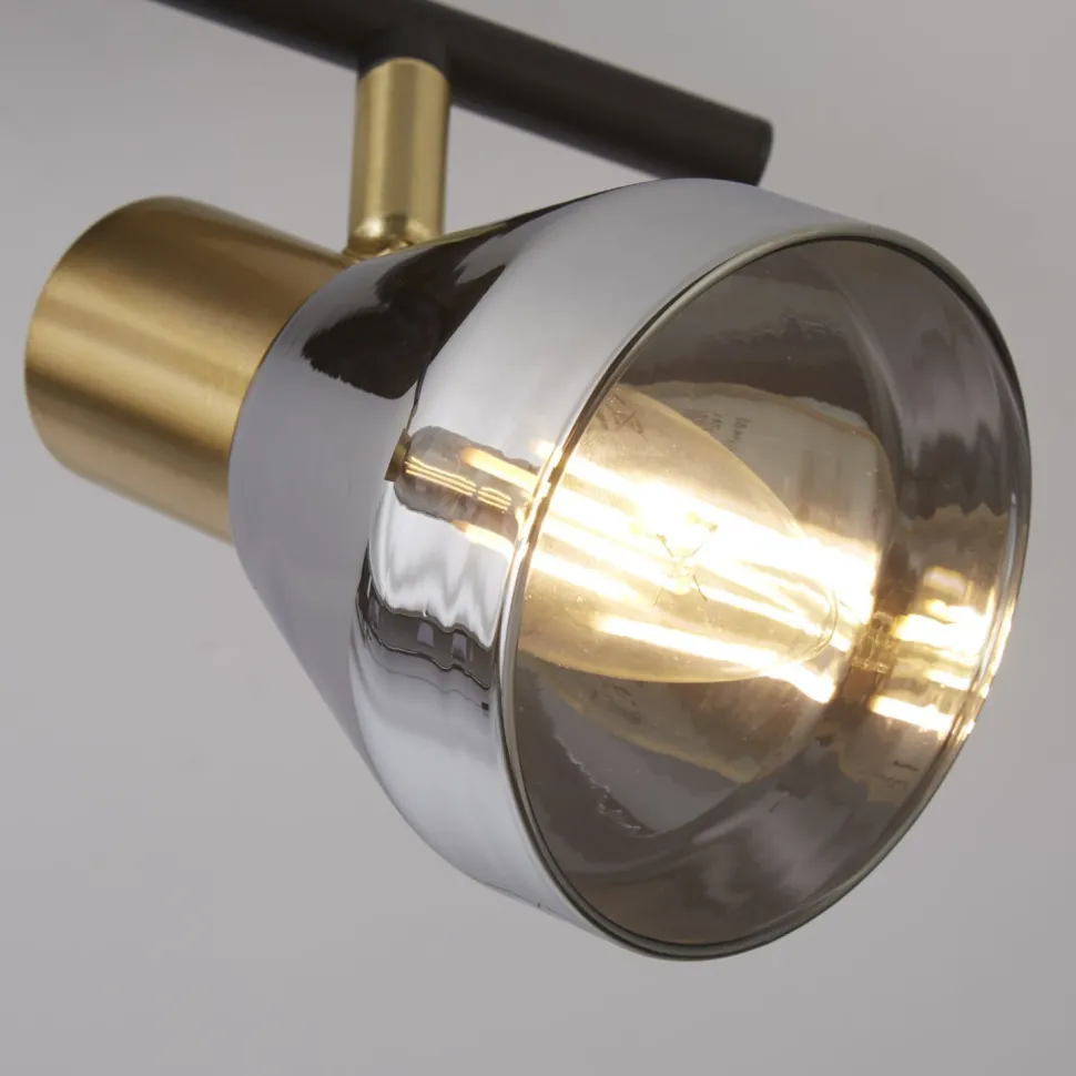 Deckenstrahler 2-flammig E14 Rauchglas Metall verstellbar