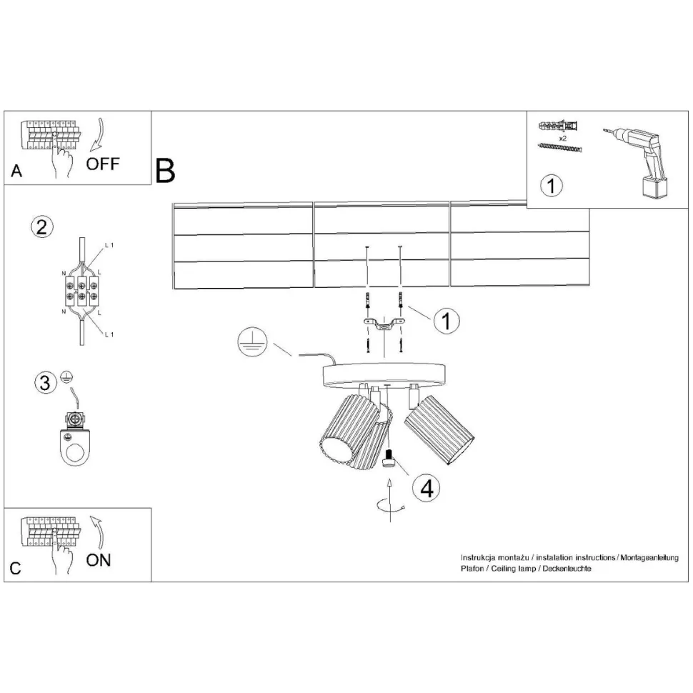 Deckenstrahler 3-flammig GU10 rund Ø 19,5 cm klein Weiß BERTA