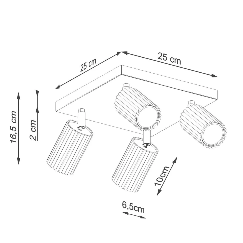 Deckenstrahler 4-flammig GU10 B: 25 cm klein Creme BERTA