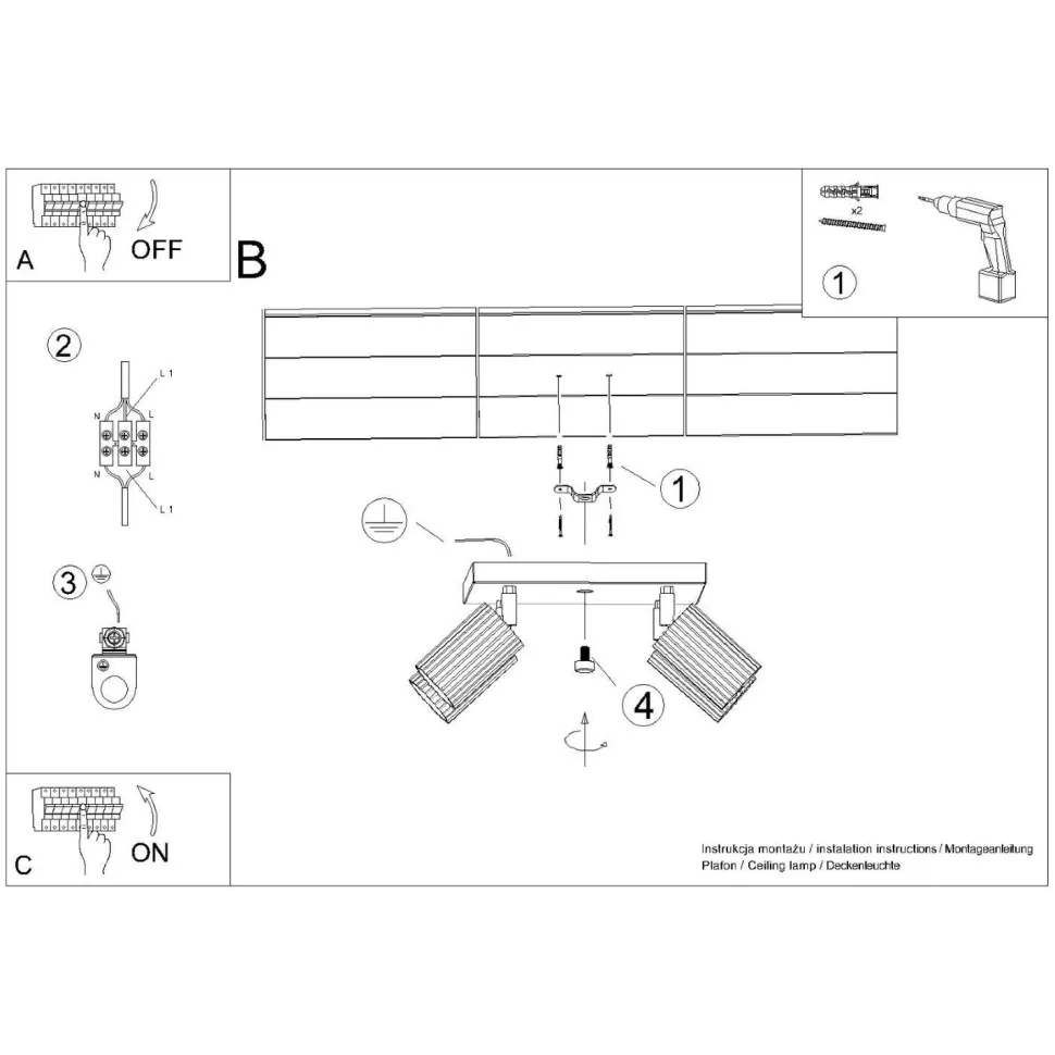 Deckenstrahler 4-flammig GU10 B: 25 cm klein Creme BERTA