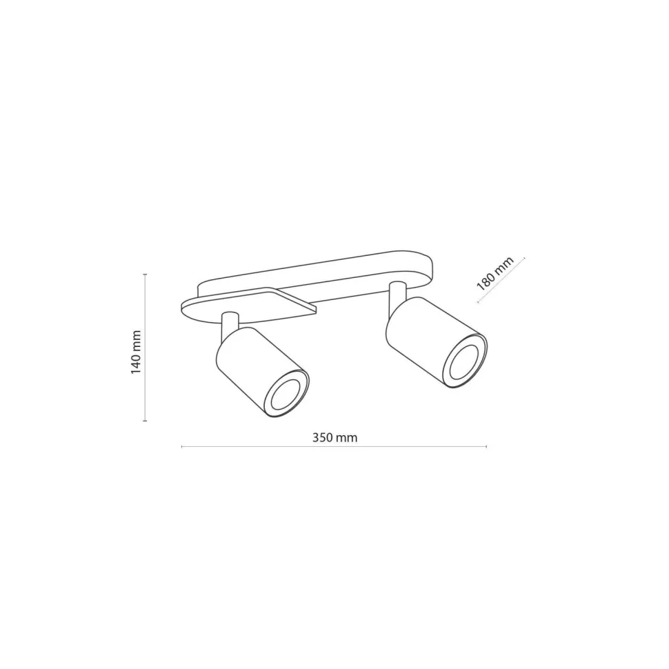 Deckenstrahler 2-flammig Metall Holz Schwarz Natur 35 cm