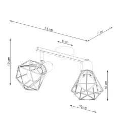 Deckenstrahler 2-flammig Schwarz Metall Käfig Schirm