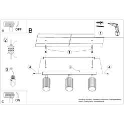 Deckenstrahler 3-flammig Weiß GU10 B: 45 cm klein Aluminium