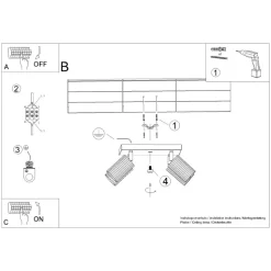Deckenstrahler GU10 4-flammig B: 25 cm klein quadratisch Rot