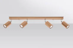 Deckenstrahler Holz 80 cm lang 4-flammig schwenkbar GU10