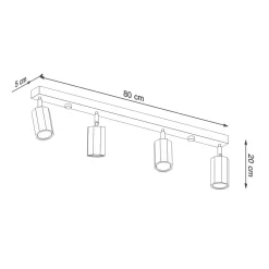Deckenstrahler Holz 80 cm lang 4-flammig schwenkbar GU10