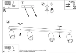 Deckenstrahler Holz 4-flammig 80 cm lang GU10 VESUVIA