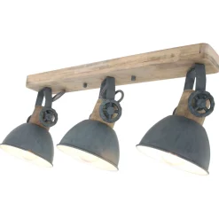 Deckenstrahler Holz Metall Grau 59 cm E27 beweglich