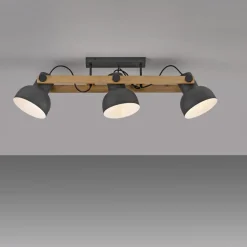 Deckenstrahler Holz Metall E27 96 cm 3-flammig flexibel