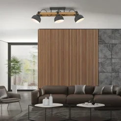 Deckenstrahler Holz Metall E27 96 cm 3-flammig flexibel