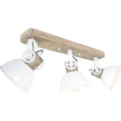 Deckenstrahler Holz Metall Weiß 59 cm E27 beweglich