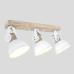 Deckenstrahler Holz Metall Weiß 59 cm E27 beweglich
