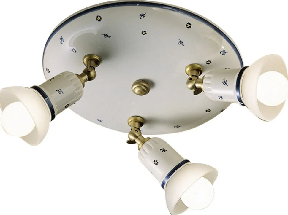 Deckenstrahler Keramik Metall E14 rund Ø 42 cm Weiß