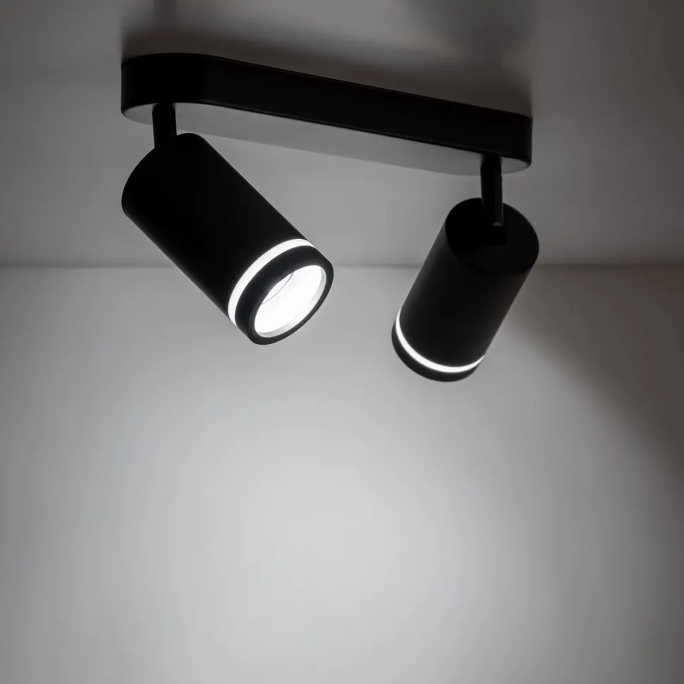 Deckenstrahler Metall 43,5cm lang Schwarz 2-flammig GU10