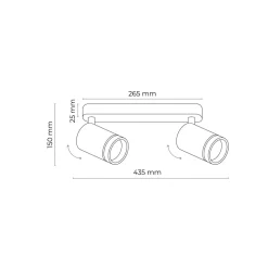 Deckenstrahler Metall 43,5cm lang Schwarz 2-flammig GU10