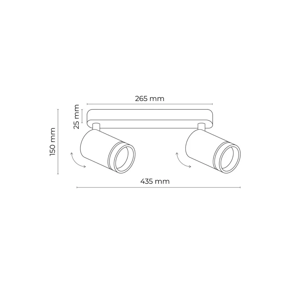 Deckenstrahler Metall 43,5cm lang Schwarz 2-flammig GU10
