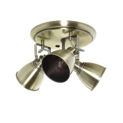 Deckenstrahler Metall 3-flammig in Messing rund