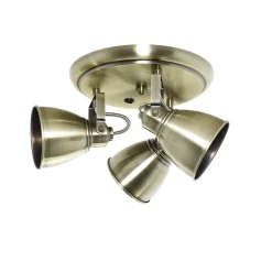 Deckenstrahler Metall 3-flammig in Messing rund