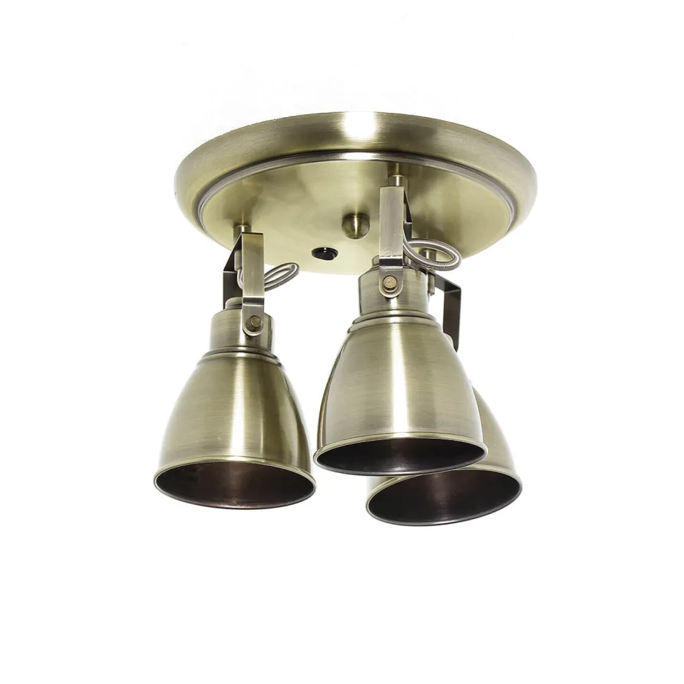 Deckenstrahler Metall 3-flammig in Messing rund