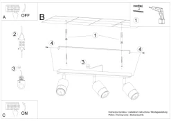 Deckenstrahler Metall Schwarz Gold 3-flammig 45 cm lang