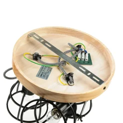 Deckenstrahler rund Ø 27 cm Holz Metall 3x E14