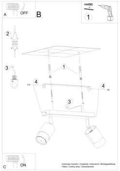 Deckenstrahler Schwarz Chrom 30 cm Metall 2-flammig