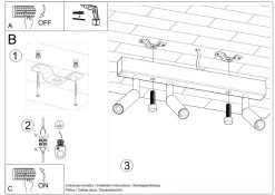 Deckenstrahler Schwarz 3-flammig 35 cm SARGAS