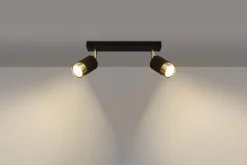 Deckenstrahler Schwarz Gold 30 cm länglich 2-flammig GU10